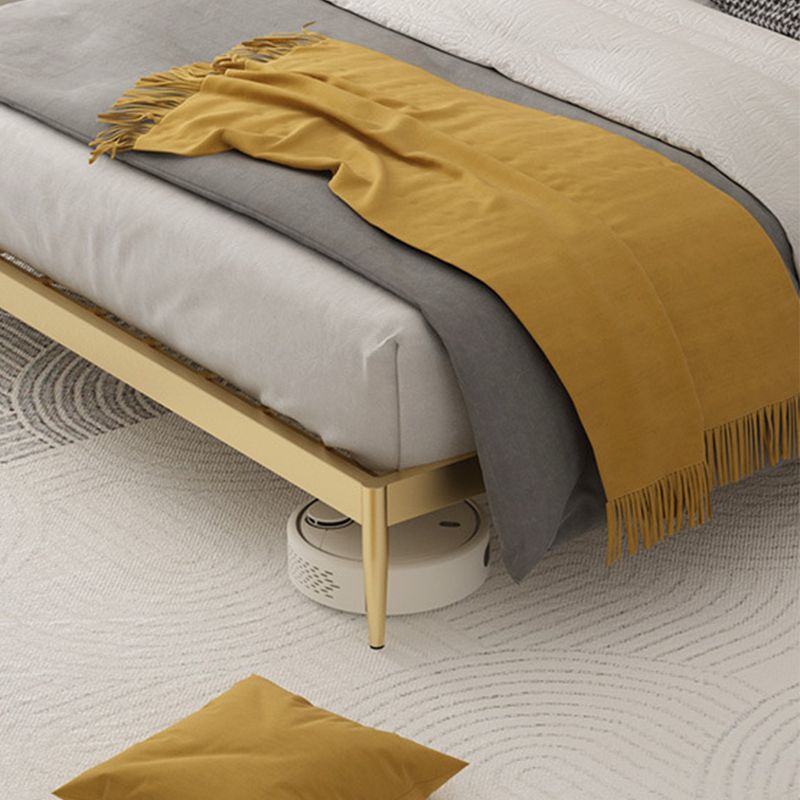 Glam Style Golden Open-Frame Bed with Rectangle Headboard in Iron