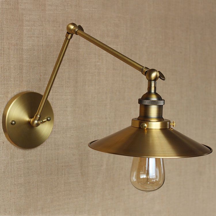 Industrielle Scheune Schwung Arm Saftleuchten Metall 1-Licht-Wandlampe in Chrom und Schwarz