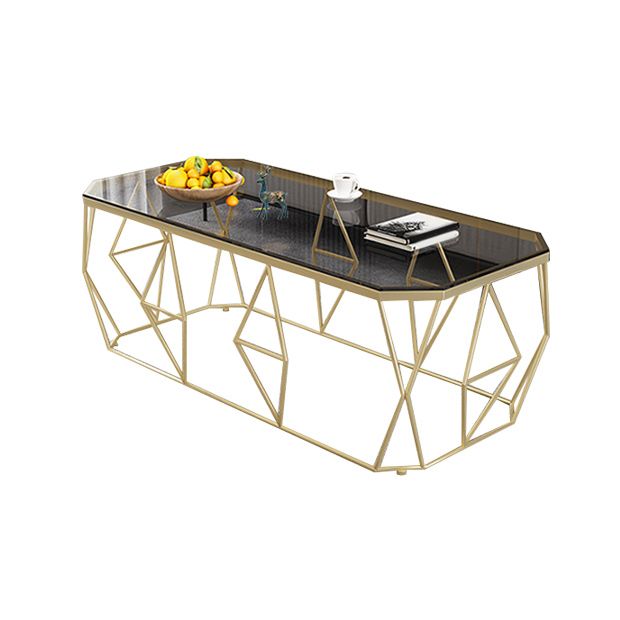 Modern Frame Coffee Table Rectangular Glass Top Cocktail Table for Living Room