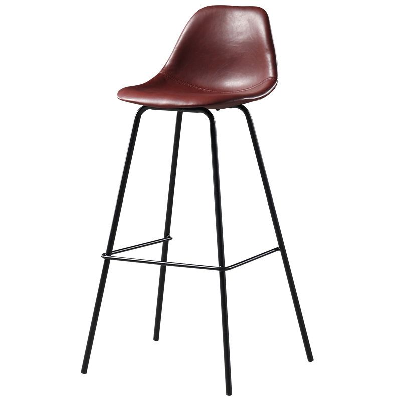 Leather Bar Stool Modern Low Back Counter Stool for Bristol with Metal Base