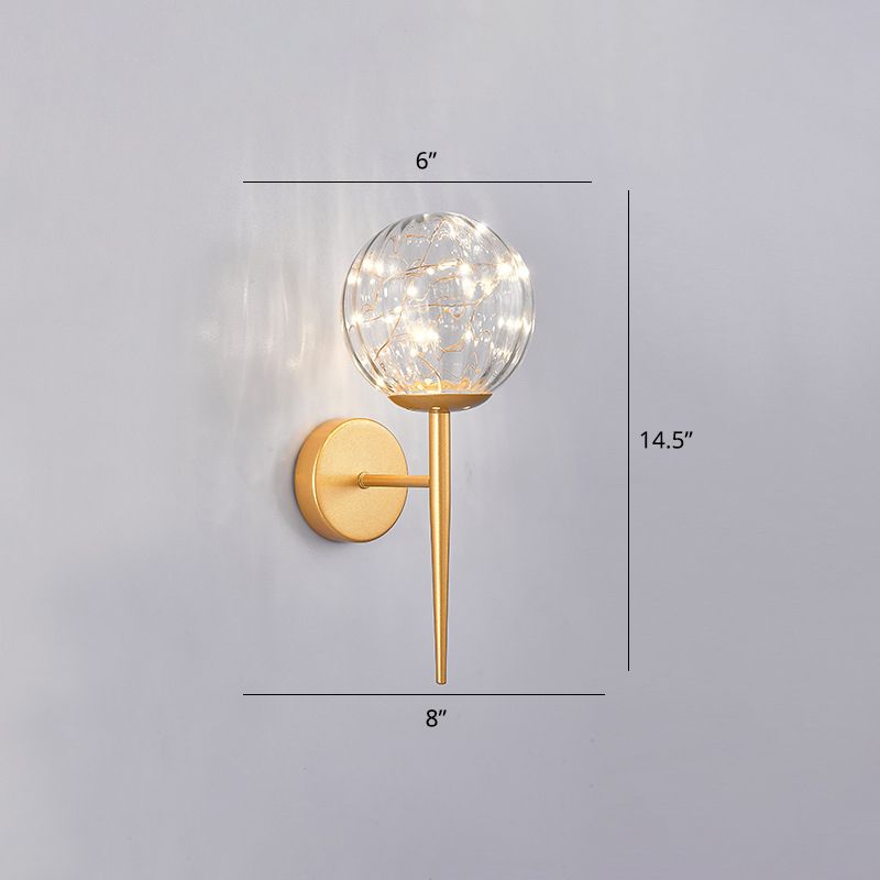 Living Room LED Sconce Lamp Nordic Starry Wall Light Fixture with Ball Glass Shade