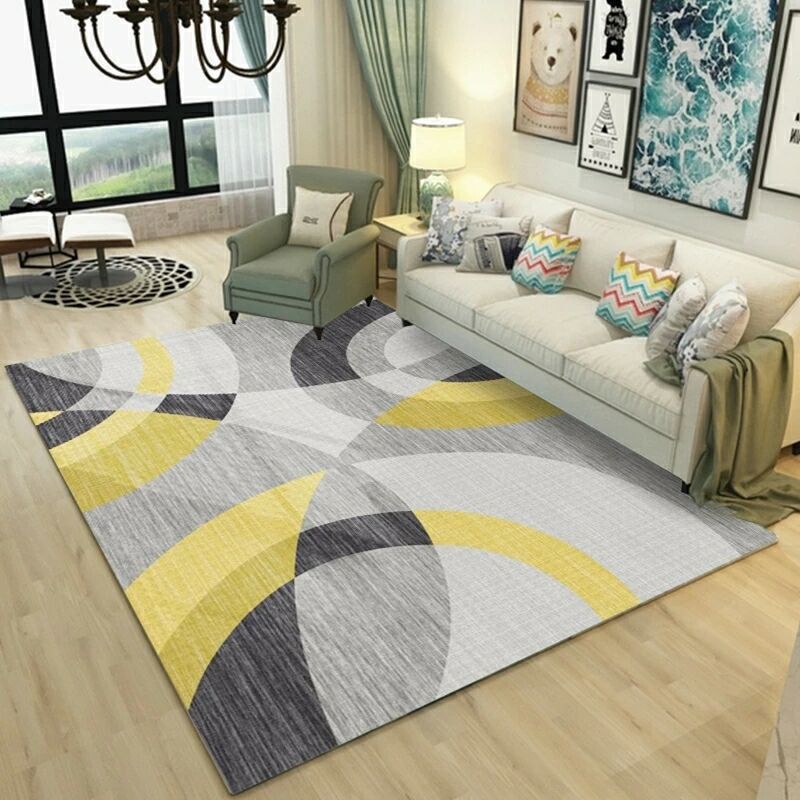Fashion Multi Color Geometric Rug Synthetics Nordic Area Carpet Pet Friendly Non-Slip Backing Machine Washable Rug for Lounge