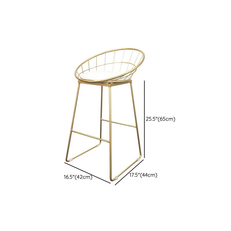 Glam Armless Dining Stool Low Back Bar Stool with Gold Metal Base