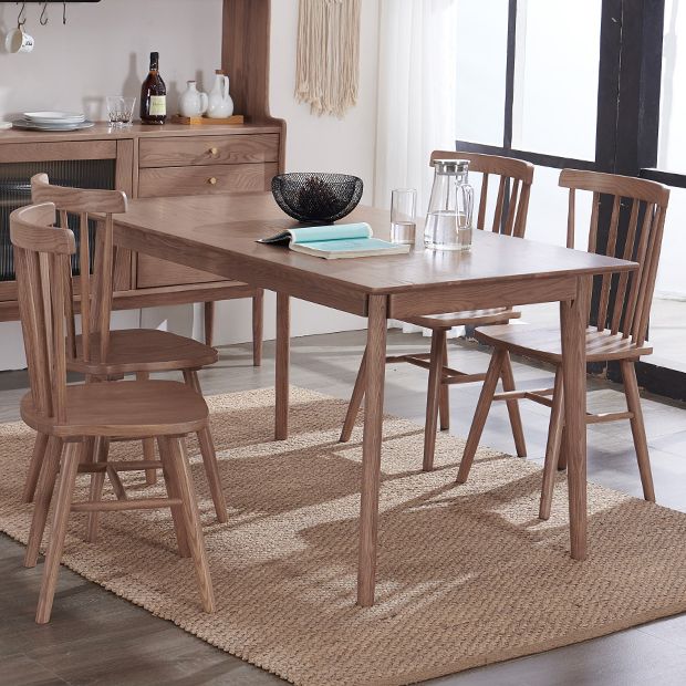 Rectangle Ash Wood Table in Nature/Walnut Modern Dining Table with 4 Legs for Restaurant