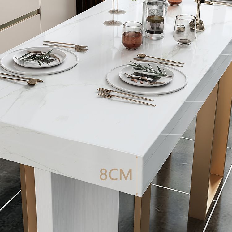 Glam Marble White Counter Height Table Rectangle Indoor Bistro Bar Table