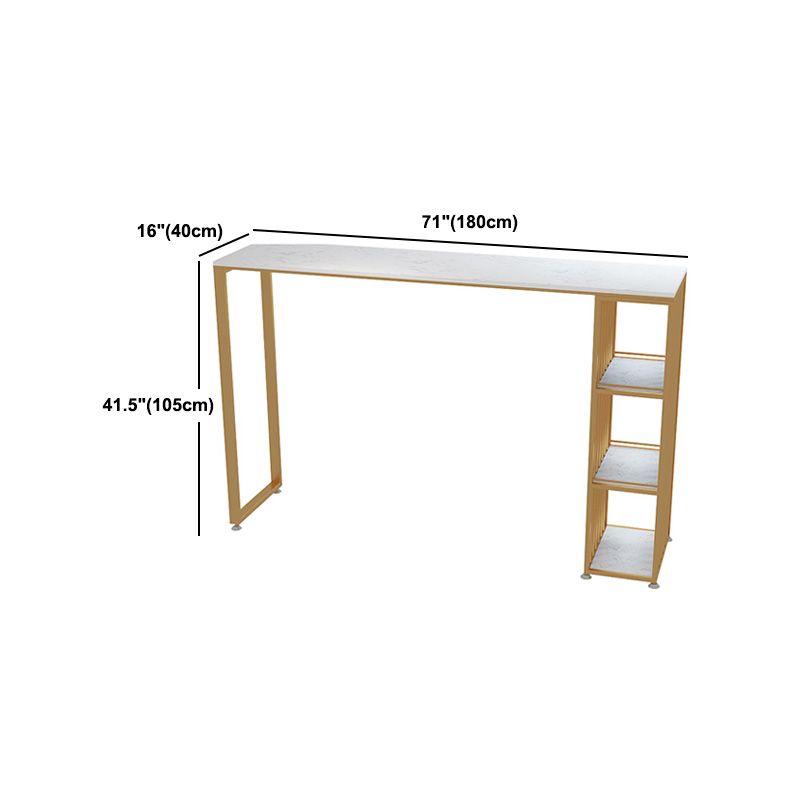 1/2/3 Pieces Glam Iron Bar Table Set Rectangle White Faux Marble Top Bistro Set with Shelf