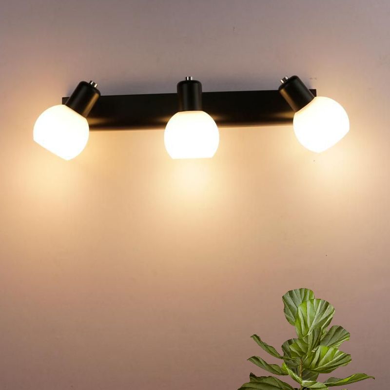 Multi-Globus-Opal-Glaswand hängend helles modernes 3-Bulb-Badezimmer-Lampe in Schwarz/Weiß