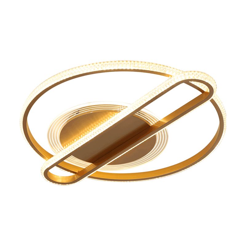 Circular and Oblong Flush Light Fixture Nordic LED Gold Flush Mount Lamp in Warm/White Light, 18.5"/23" W