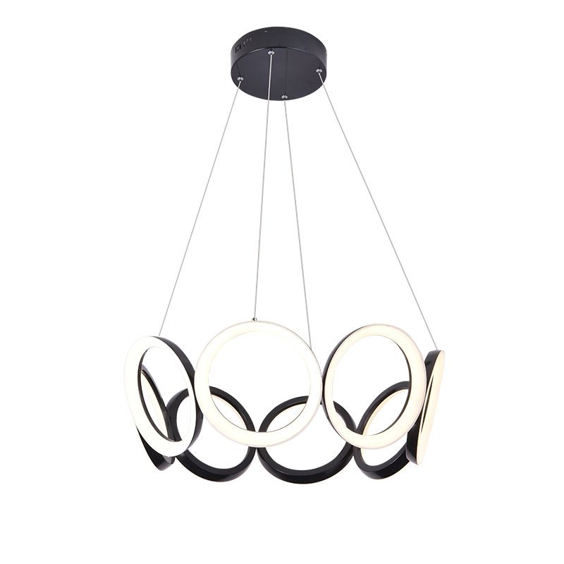 Elektroplate aluminium led kroonluchter in moderne eenvoud acryl circulaire hanglamp in zwart