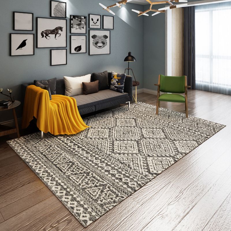 Simple Nordic Style Rug Multi Colored Geometric Print Carpet Washable Non-Slip Stain Resistant Rug for Home