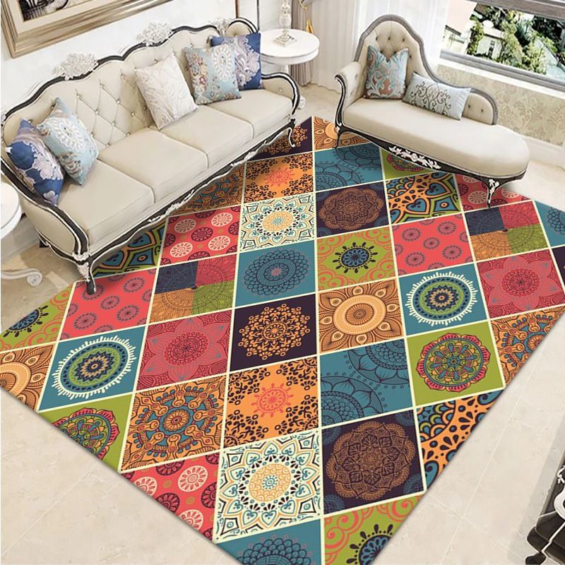 Moroccan Home Decoration Rug Southwestern Pattern Indoor Rug Polyester Stain Resistant Area Carpet
