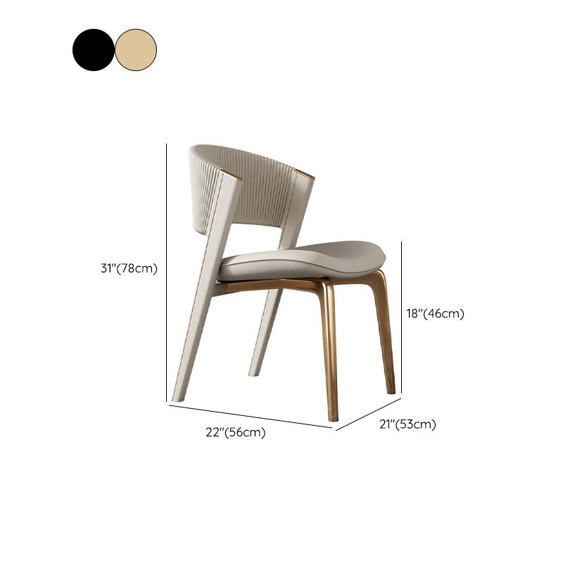 Glam Kitchen Dining Side Chair Open Back Metal Legs Armless Chair