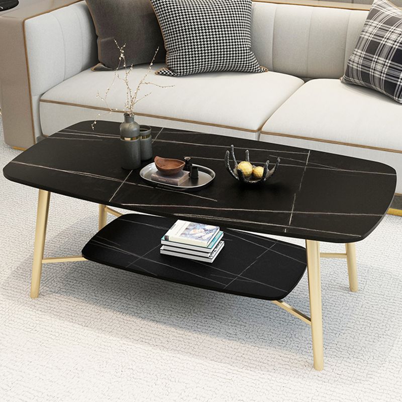 4 Legs Coffee Table Shelf Included Rectangular Cocktail Table
