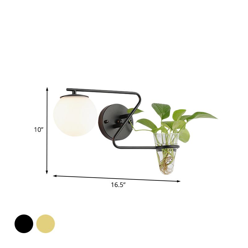 Iluminación matorral global crema industrial/humo vidrio gris 1 cabeza de cabeza negra/dorada luz de pared con taza de planta de vidrio transparente