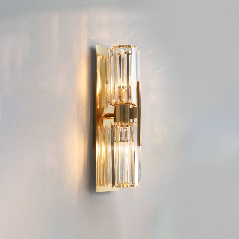 Lampada a parete postmoderna a parete 2 heele lampade con un ombra di cristallo chiaro
