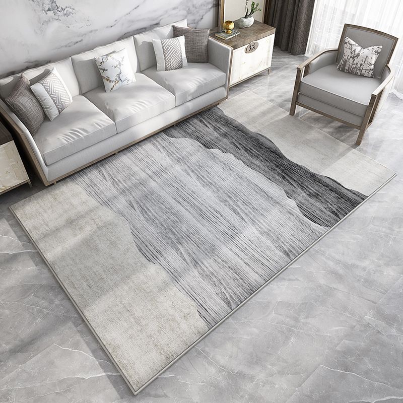 Gray Modern Carpet Polyester Graphic Area Carpet Washable Carpet for Living Room