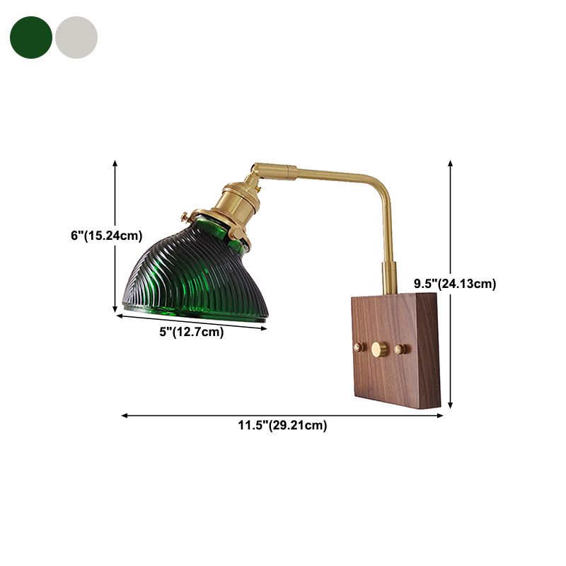 Modern Wood Wall Sconce Geometric Shape Wall Light with Glass Shade for Bedroom