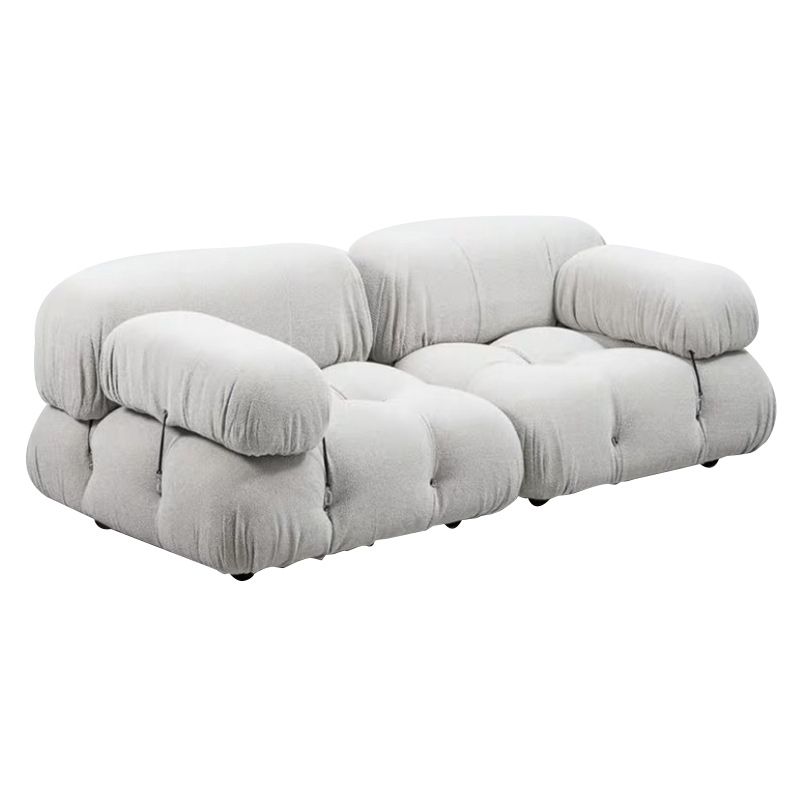 Tufted Sofa Contemporary Pillow Top Arm Tight Back Sofa in Cream