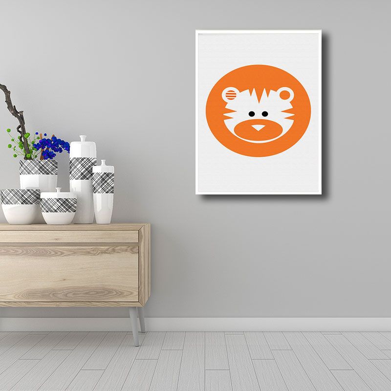 Cartoon Bear Wall Art Decor Orange Decorative Canvas Prints for Playroom, Multiple Size Available