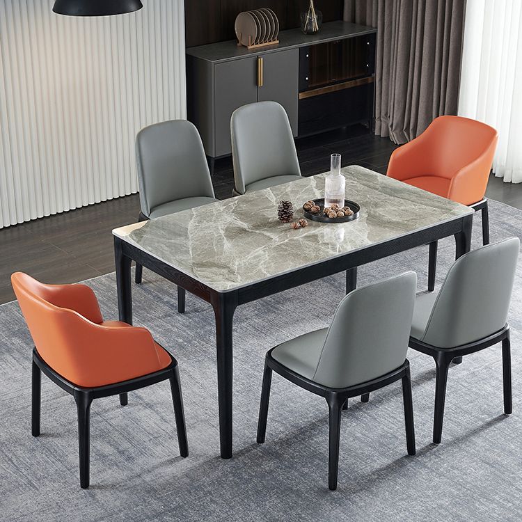 Minimalist Style Dining Table Set with Rectangle Shape Table and Padded Chairs