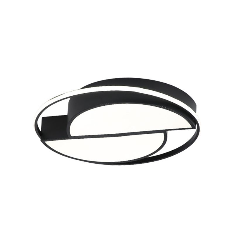 Semicircle Acrylic Flush Ceiling Light Modern Black LED Flush Mounted Lamp with Glowing Ring