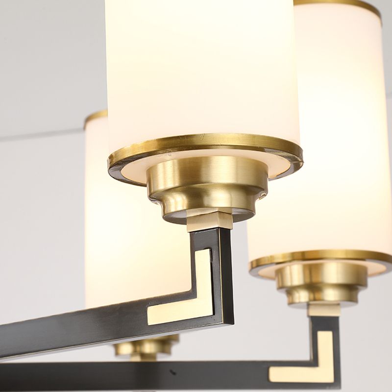 Cylinder Shape Pendant Lights Modern Style Glass Chandelier Lights