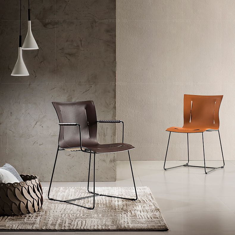 Metal Frame Dining Room Chair Indoor Faux Leather Dining Chair