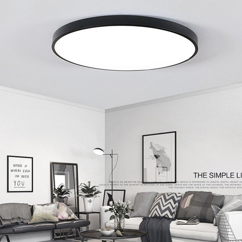 Lámpara de techo LED de forma redonda, acrílico moderno, 1 luz, montaje empotrado para sala de estar