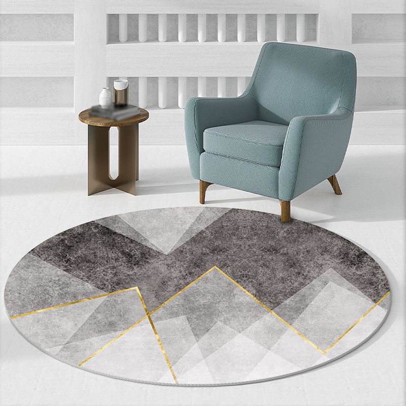 Round Graphic Print Rug Polyester Casual Carpet Pet Friendly Area Rug for Living Room