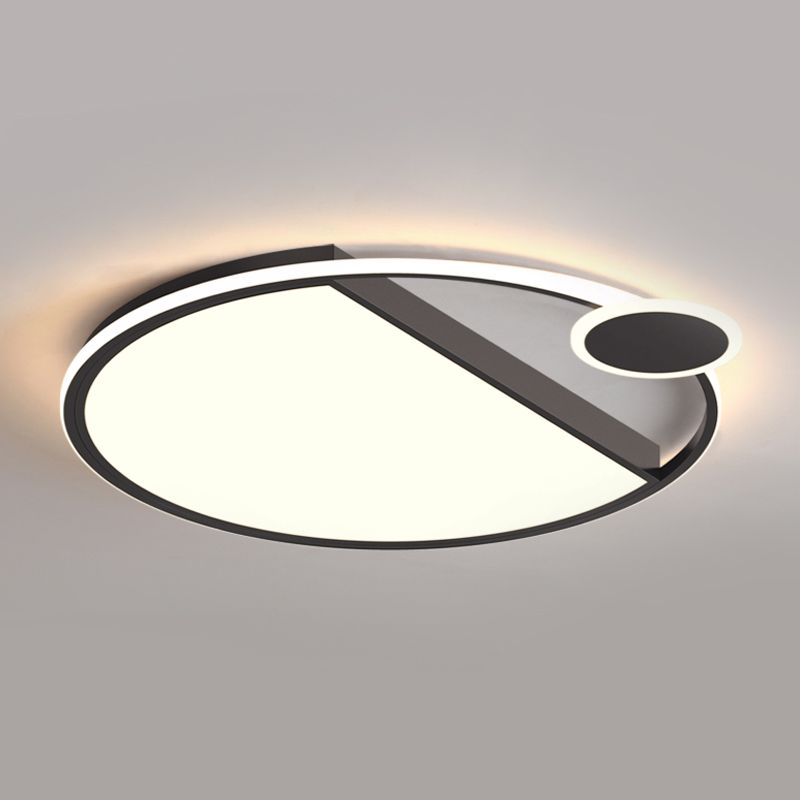 Simplicity LED Flushmount Lighting Black/Gold Rounded Thin Flush Mount Ceiling Light with Acrylic Shade for Bedroom