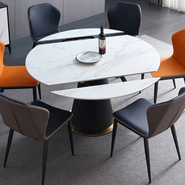 Modern Style Sintered Stone Dining Table White Round Table with Pedestal