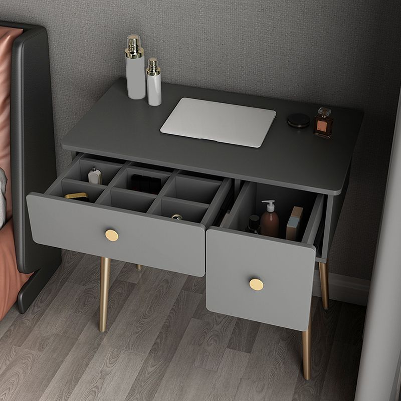 Glam Wooden/Metal Make-up Vanity with Drawer in Grey for Bedroom