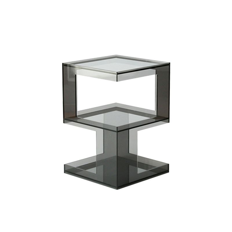 Modern Block Accent Side Table with Storage Square Living Room Corner Table