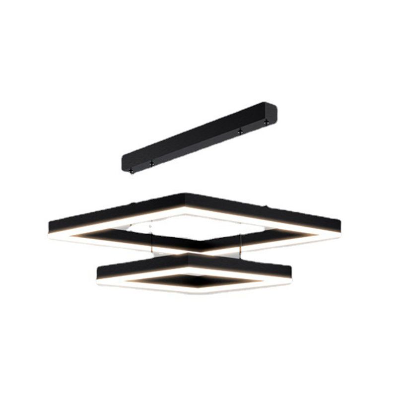 Metal Squared Chandelier Pendant Light Nordic LED Pendant Lighting Fixture in Black