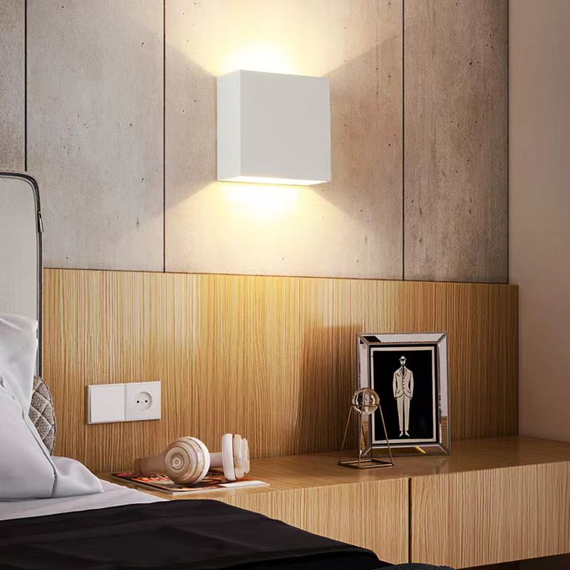 Modern Style Square Shape Wall Sconce Metal 1 Light Sconces for Bedroom