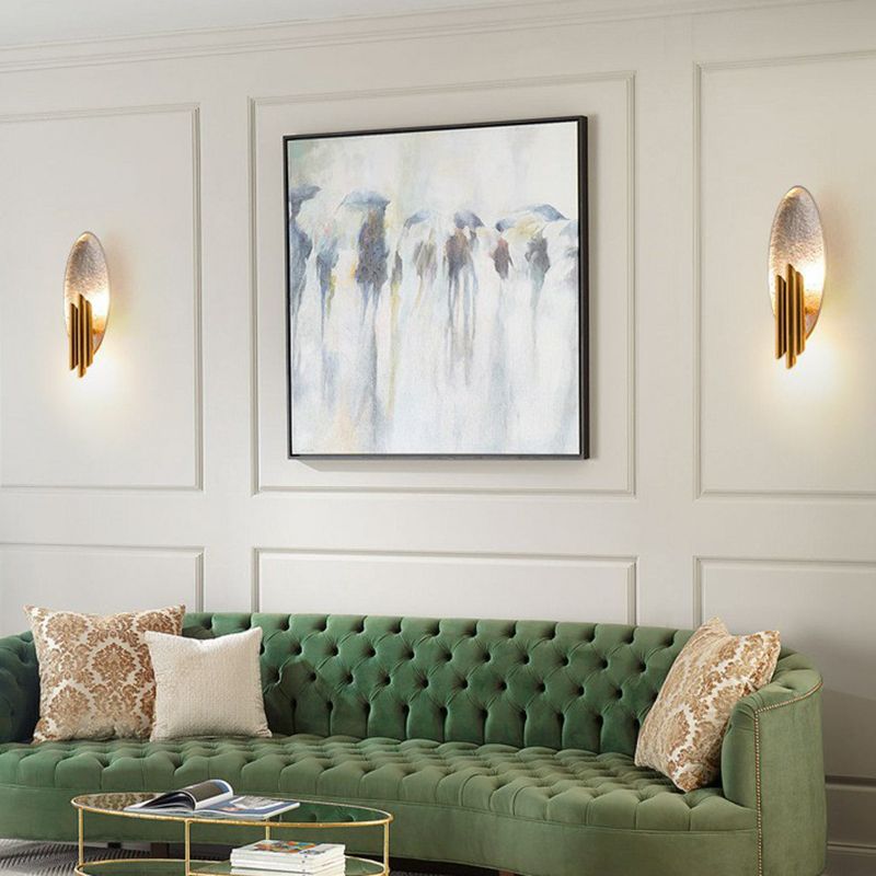 Simplicity Oval Sconce Fixture 2-Light Metal Living Room Wall Mount Lamp with Tube Shade