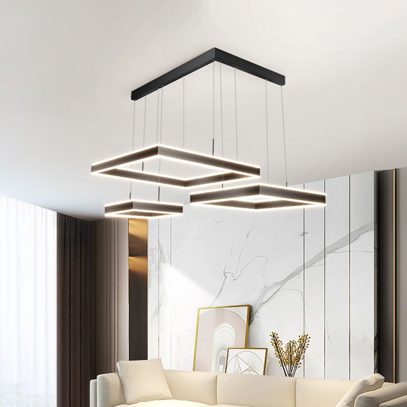 Modern vierkante kroonluchter licht multi-tier hangende hanglampen met acrylschaduw
