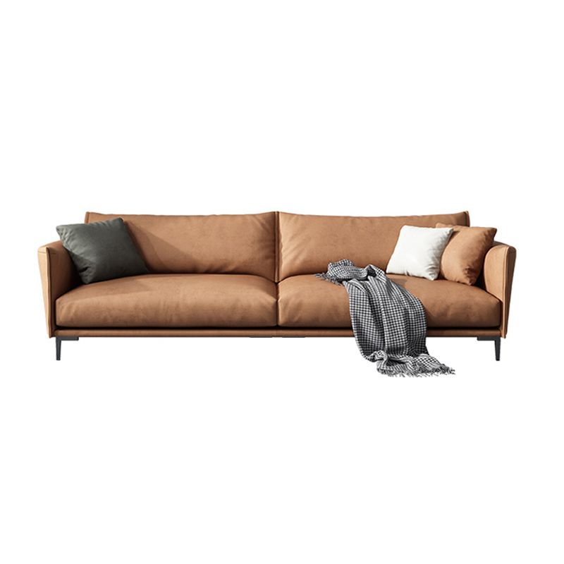 Contemporary Dark Brown Cushions Standard Square Arm Stationary Sofa