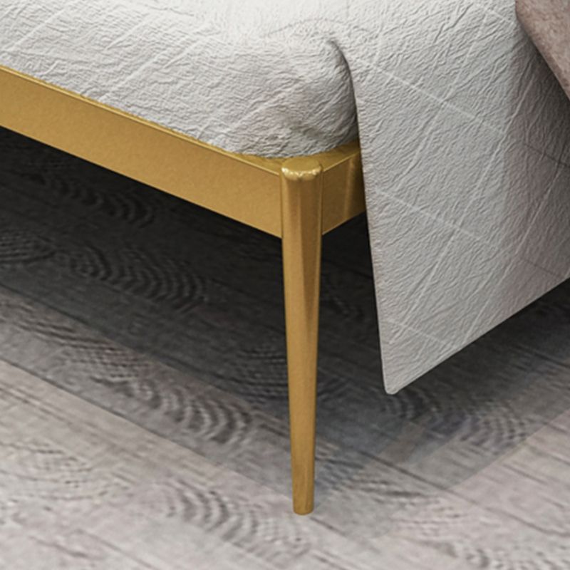 Glam Style Upholstered Headboard Bed with Metal Legs Standard Bed