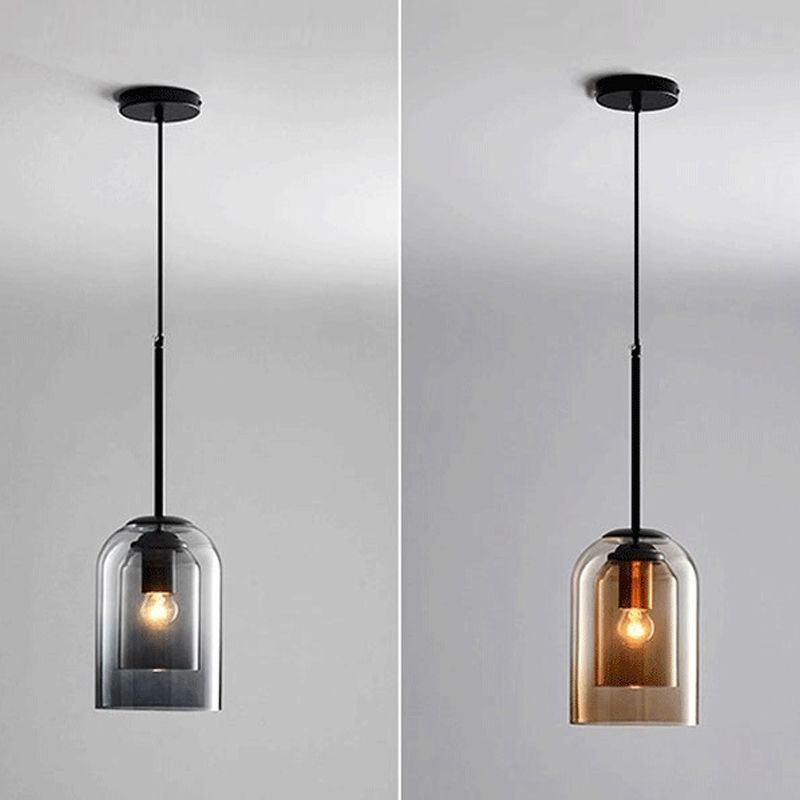 Double Glass Indoor Pendant Light in Modern Creative Style Wrought Iron Hanging Lamp