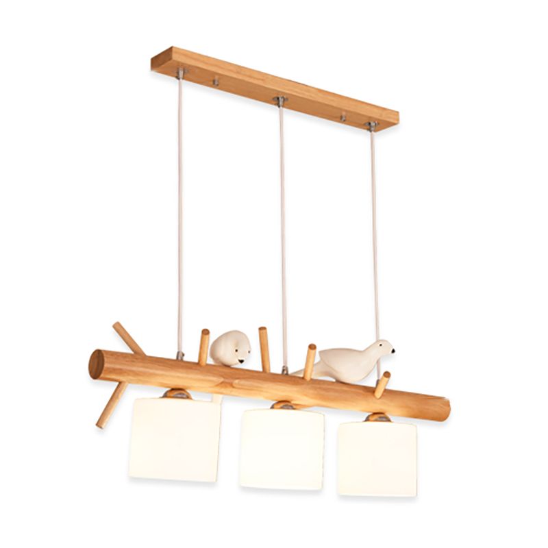 Modern Island Pendant Lamps Multi-Head Restaurant Hanging Light Fixtures with Glass Shade