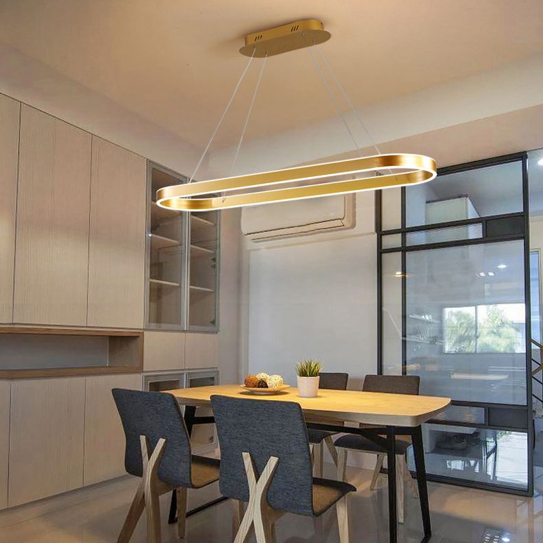 Elliptical Island Pendant Lights Modern Metallic Chandelier Lighting Fixtures for Restaurant