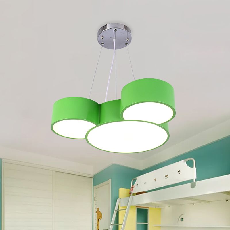 Mouse Head Hanging Chandelier Cartoon Acrylic Sleeping Room LED Suspension Pendant in Yellow/Green/Blue