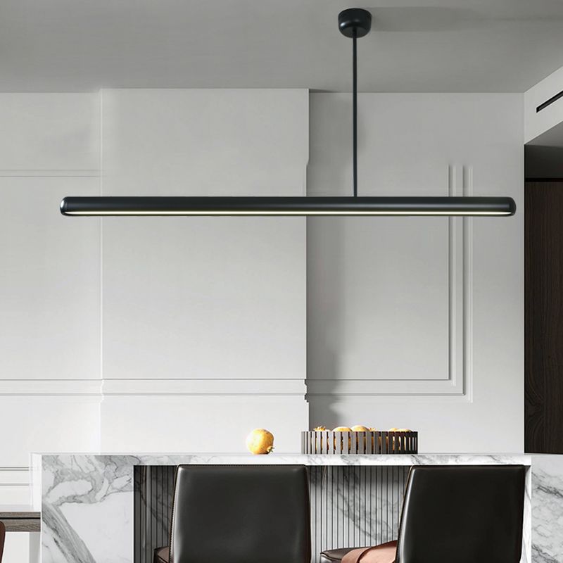 Modern Minimalist Linear Island Pendant Lights Metal 1 Light Chandelier Lighting