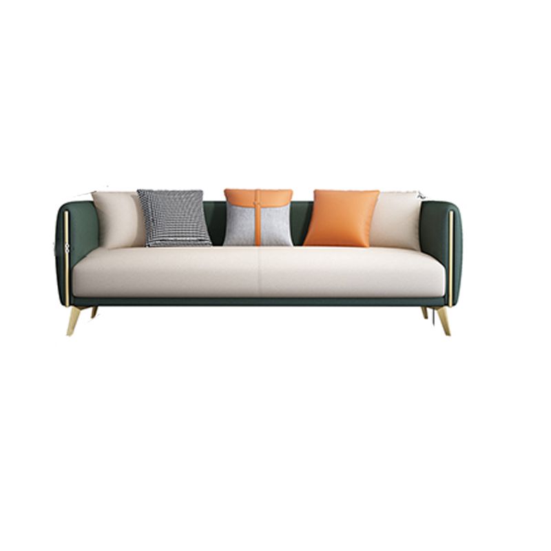 Glam Square Arm Sofa 29.13" High Faux Leather Sofa Stain Resistant