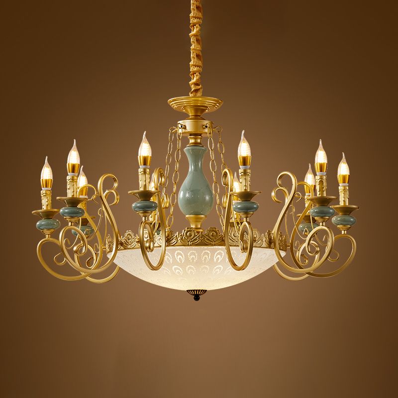 Traditional Style Suspension Pendant Light with Candle Metal Multi Light Pendant