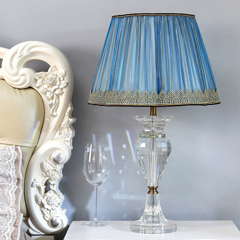 1 Kopf-Urnen-förmige Tischlicht zeitgenössische schräg kristall kleine Schreibtischlampe in Blau
