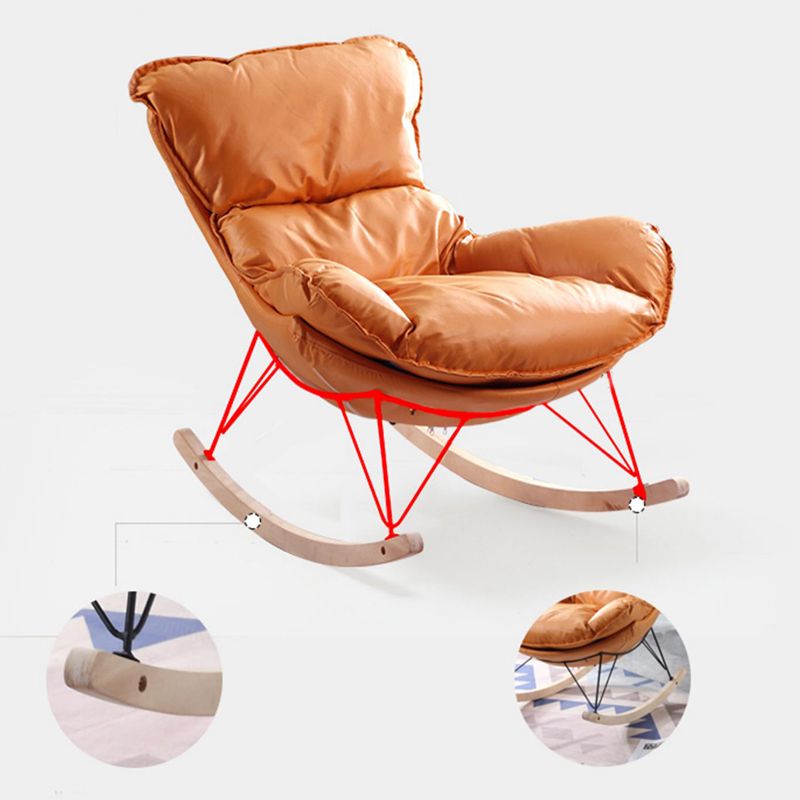 Contemporary Rocking Chair Fabric Upholstered Wing Chair Back Indoor Rocking Chair