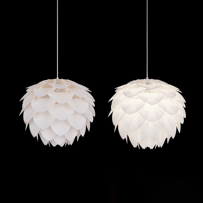 Pinecone Acrylic Pendant Lighting Simplicity Style White Hanging Ceiling Light for Living Room