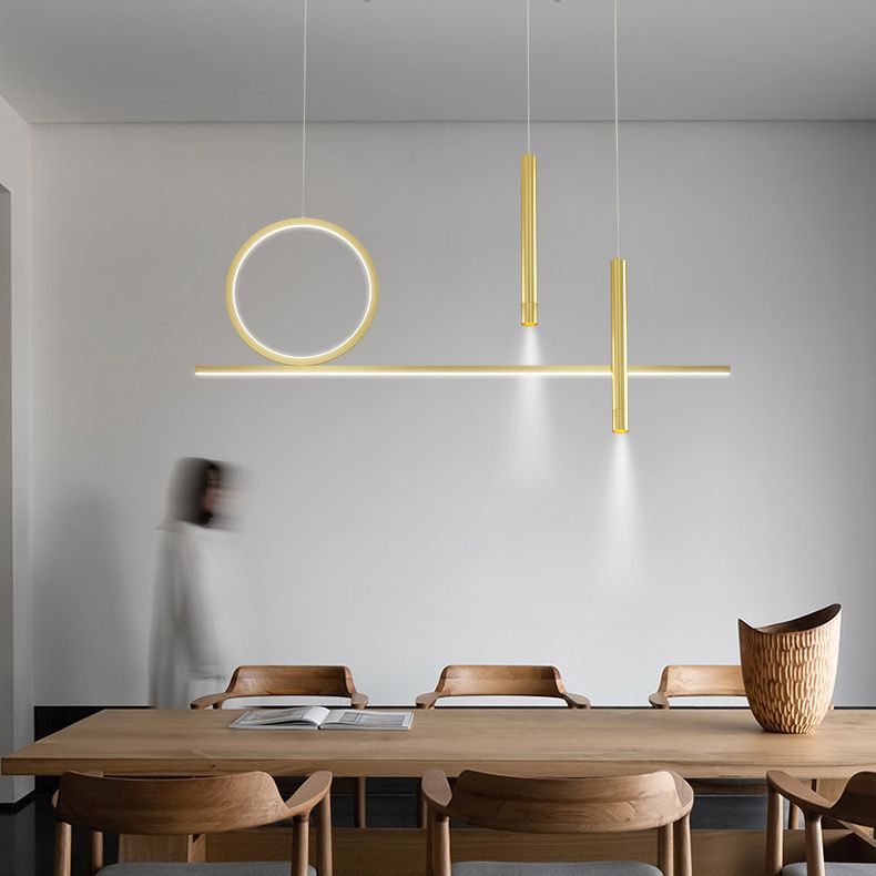 Lampada dell'isola lineare moderna lampadario metallico 4 illuminazione isola della luce in oro